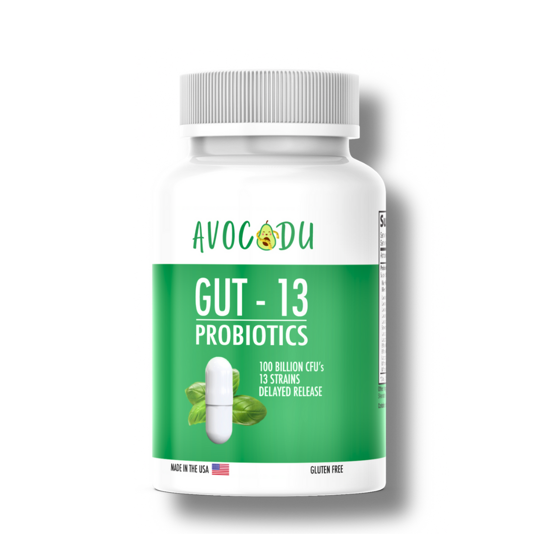 Gut-13 - #1 Premium Probiotic with 100 Billion CFUs and 13 Different Live Strains + Delayed Release